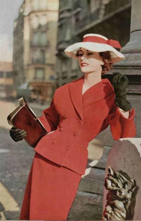 dior red suit vogue 195|1950s Dior fashion.